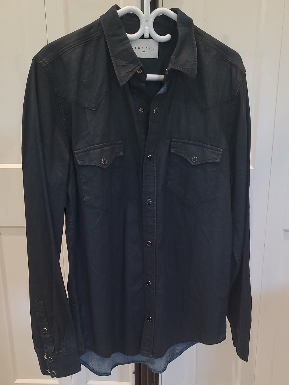 Sandro Men's Dark Blue Casual Button-Down Western Shirt